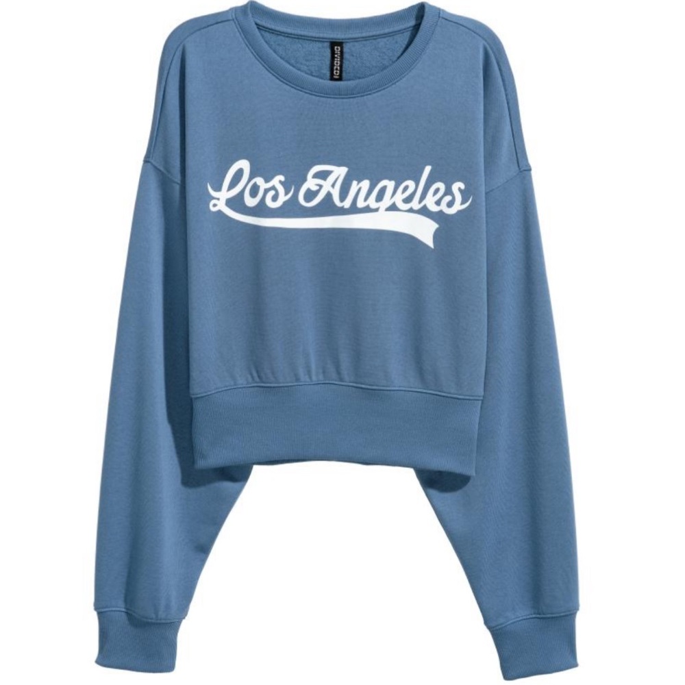 LOS ANGELES CROPPED SWEATSHIRT BLUE H&M